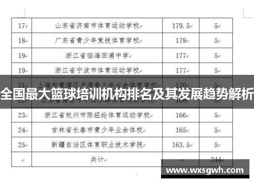 全国最大篮球培训机构排名及其发展趋势解析